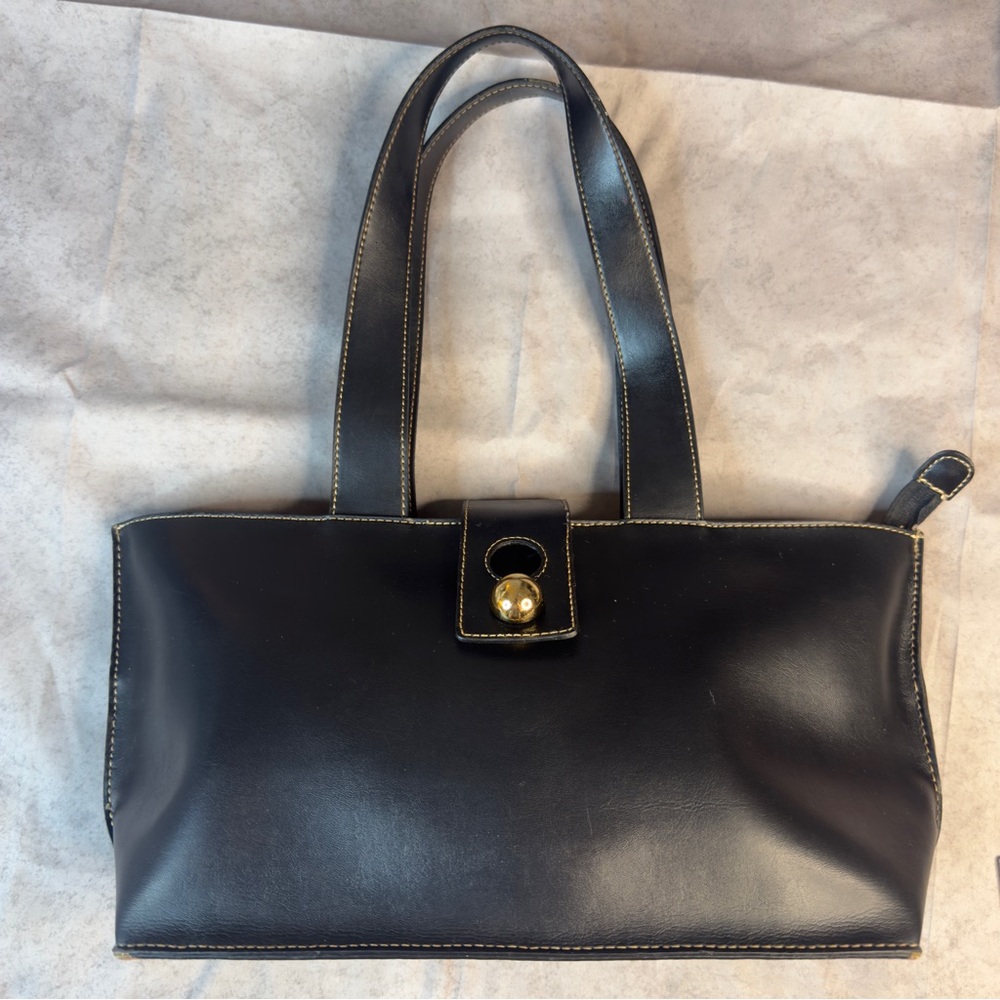 Emilie M. Black Saffiano Vegan Leather Tote